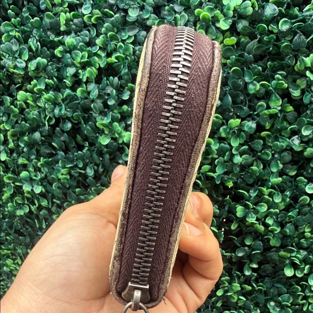 Bottega Veneta Gold and Brown Ombre Zip-Up Woven Wallet
